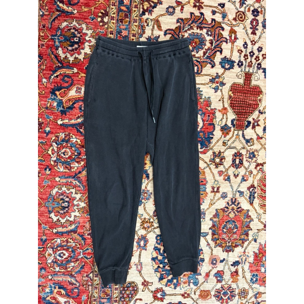 Reformation Jeans Waffle Knit Joggers Black Thermal Lounge Pants XS